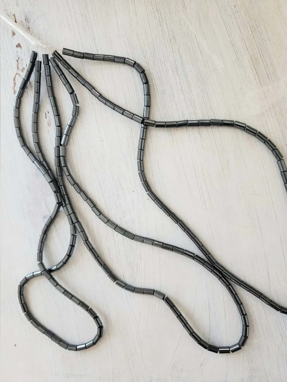 hematite tube beads this mirror